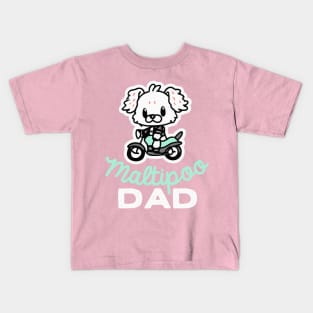 Maltipoo Dad Biker Dog Owner Retro Dog Father Kids T-Shirt